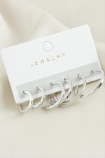 6 Adet Ezme Halka Küpe-Gümüş Rengi