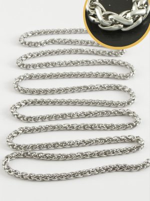 0,4 mm Silindir Gümüş Renkli Çelik Zincir 1 Metre-Gümüş Rengi