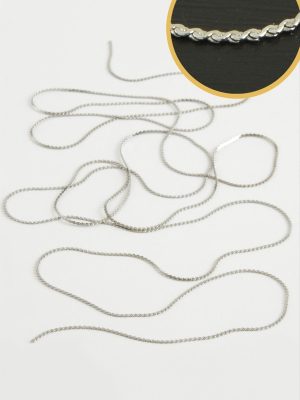 0,1 mm Gümüş Renkli Çelik Zincir 1 Metre-Gümüş Rengi