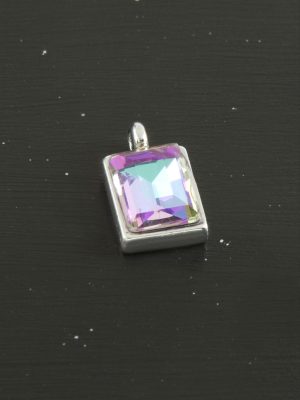 Dikdörtgen Taşlı Tek Kulplu Aparat 1 Adet-Gümüş Rengi