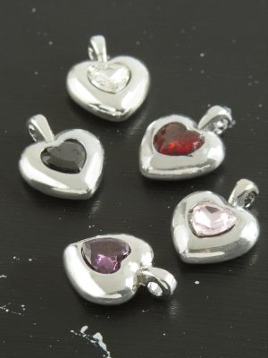 Kalp Zirkon Taşlı Tek Kulplu Aparat 1 Adet-Açık Pembe