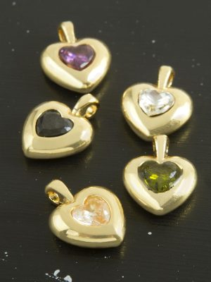 Kalp Zirkon Taşlı Tek Kulplu Aparat 1 Adet-Sarı