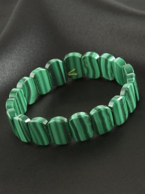 Oval Kesim Orjinal Malahit Doğaltaşlı Bileklik-Yeşil