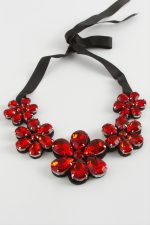 Papatya Taşlı Yaka Kolye-Kırmızı - Görsel 2