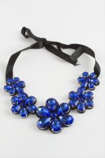 Papatya Taşlı Yaka Kolye-Mavi - Görsel 2