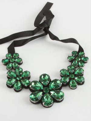 Papatya Taşlı Yaka Kolye-Mavi