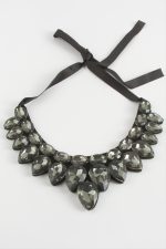 Damla Taşlı Yaka Kolye-Antrasit - Görsel 2