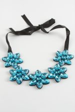 Çiçek Taşlı Yaka Kolye-Turkuaz - Görsel 2