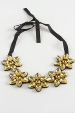 Çiçek Taşlı Yaka Kolye-Sarı - Görsel 2