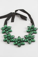 Çiçek Taşlı Yaka Kolye-Yeşil - Görsel 2