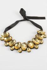 Oval Taşlı Yaka Kolye-Sarı - Görsel 2