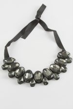 Oval Taşlı Yaka Kolye-Antrasit - Görsel 2