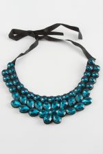 Papatya Taşlı Yaka Kolye-Petrol Yeşili - Görsel 2