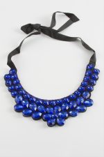 Papatya Taşlı Yaka Kolye-Mavi - Görsel 2