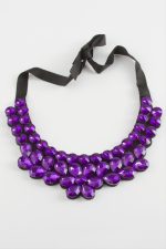 Papatya Taşlı Yaka Kolye-Mor - Görsel 2