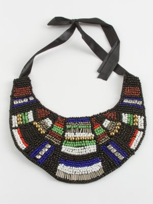 Etnik Kum Boncuk Yaka Kolye-Renkli