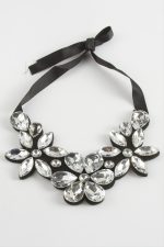 Çiçek Taşlı Yaka Kolye-Gümüş Rengi - Görsel 2