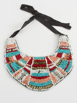 Etnik Kum Boncuk Yaka Kolye-Renkli