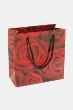 11X11 Gül Desenli İpli Karton Çanta 1 Adet-Kırmızı - Görsel 2