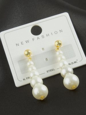 Yuvarlak İnci Küpe-Sarı