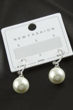 Yuvarlak İnci Küpe-Gümüş Rengi - Görsel 2