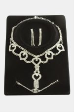 Oval Taşlı Lüks Set Kolye-Gümüş Rengi - Görsel 2