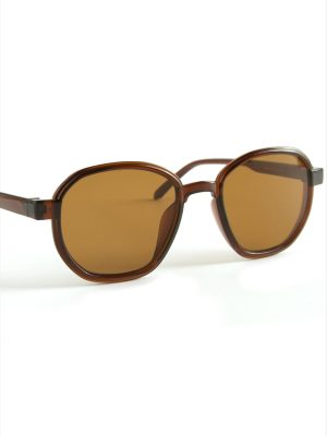 Oval Kahverengi Renkli Güneş Gözlüğü-Kahverengi