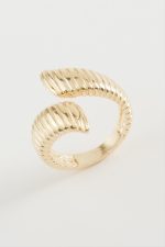 Oval Çizgili Metal Yüzük-Gümüş Rengi