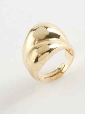 Oval Metal Yüzük-Sarı