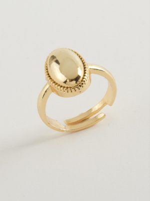 Oval Metal Yüzük-Sarı