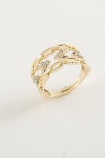 Zincir Şekilli Zirkon Taşlı Yüzük-Sarı - Görsel 2