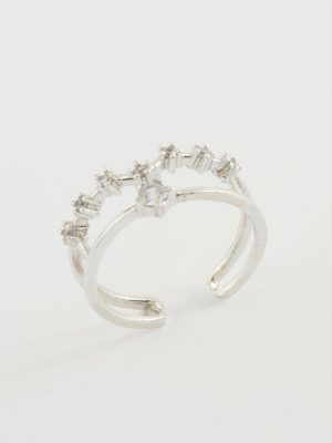 Yıldız Zirkon Taşlı Yüzük-Gümüş Rengi