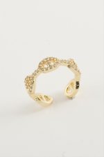 Oval Zirkon Taşlı Yüzük-Sarı