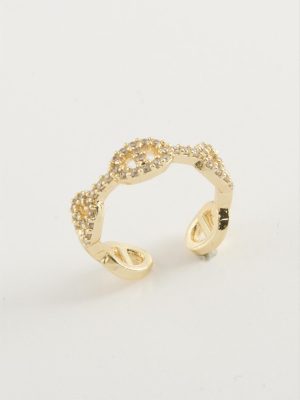 Oval Zirkon Taşlı Yüzük-Sarı