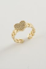 Kalp Zirkon Taşlı Yüzük-Sarı