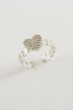 Kalp Zirkon Taşlı Yüzük-Gümüş Rengi - Görsel 2