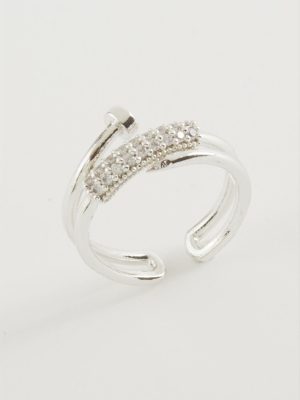 Çivi Zirkon Taşlı Yüzük-Sarı