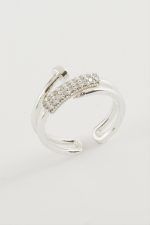 Çivi Zirkon Taşlı Yüzük-Gümüş Rengi