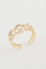 Zikzak Zirkon Taşlı Yüzük-Sarı - Görsel 2