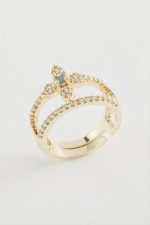 Çiçek Zirkon Taşlı Yüzük-Gümüş Rengi