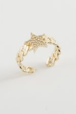 Yıldız Zirkon Taşlı Yüzük-Gümüş Rengi