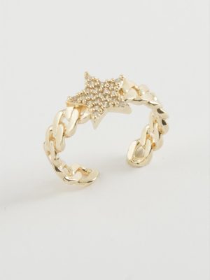 Yıldız Zirkon Taşlı Yüzük-Gümüş Rengi