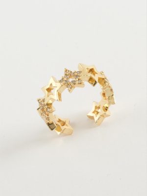 Yıldız Zirkon Taşlı Yüzük-Gümüş Rengi