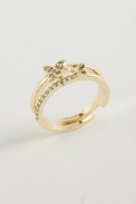 Kelebek Zirkon Taşlı Yüzük-Gümüş Rengi