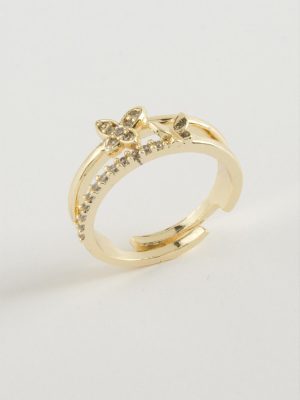 Kelebek Zirkon Taşlı Yüzük-Sarı