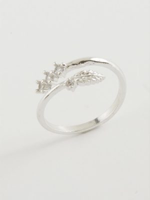 Yaprak Zirkon Taşlı Yüzük-Sarı