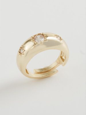 Yıldız Taşlı Yüzük-Gümüş Rengi