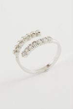 Tek Sıra Taşlı Yüzük-Gümüş Rengi - Görsel 2