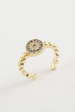 Nazar Taşlı Yüzük-Gümüş Rengi