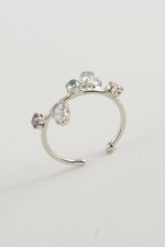 Oval Renkli Taşlı Yüzük-Gümüş Rengi